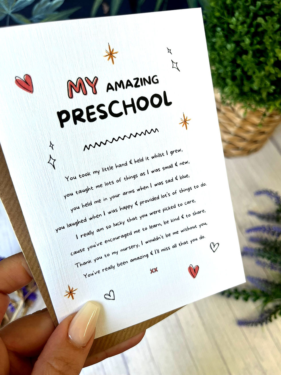 Thumbnail: Childminder / Nursery Leaving or Thank You Card with Beautiful Poem