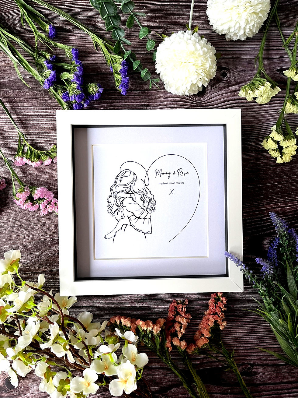 Thumbnail: Personalised Beautiful Sketch Framed Print of Mum & Son / Daughter