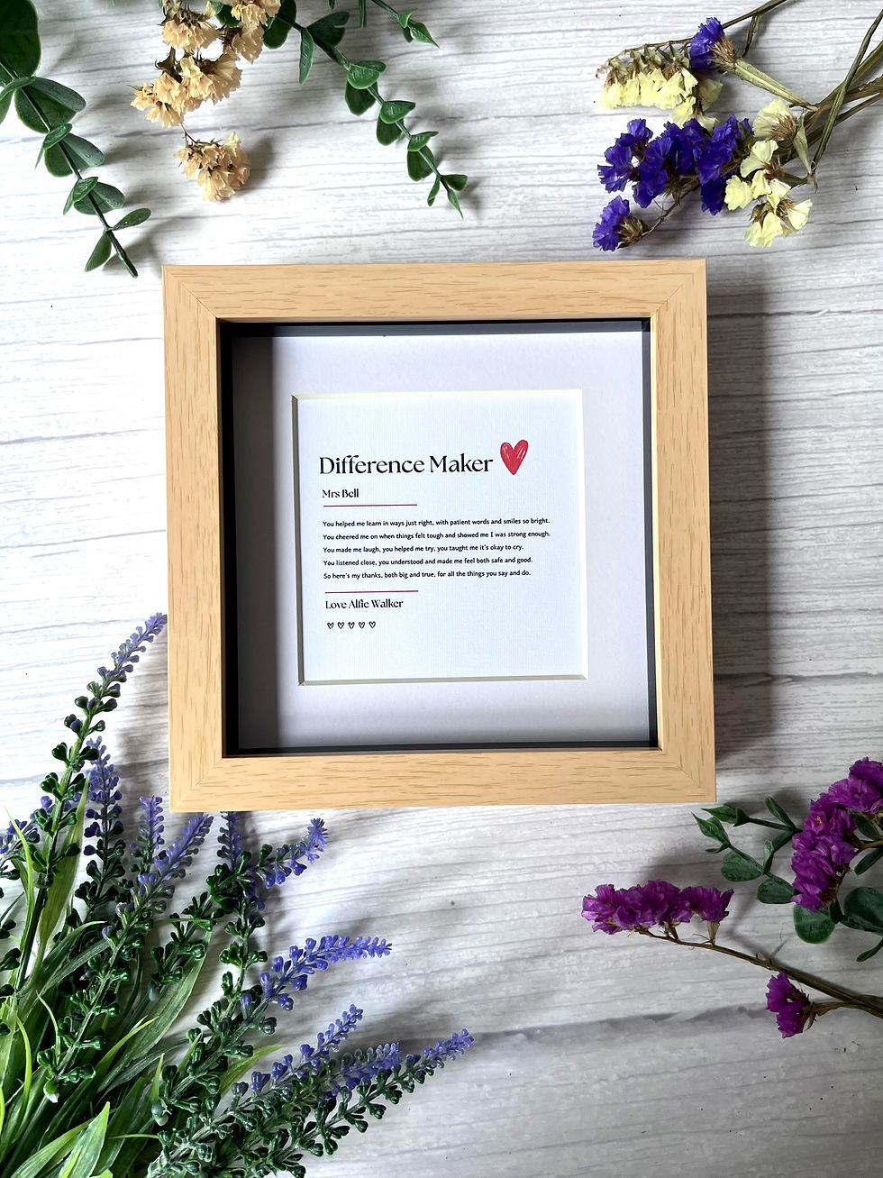 Thumbnail: Personalised SEN Teacher Gift | Difference Maker Poem Frame | Thank You
