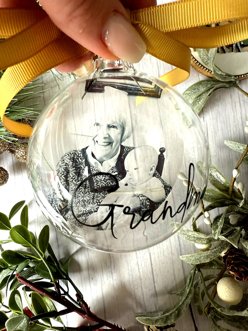Thumbnail: Personalised Glass Photo Bauble Ornament for Christmas Tree Memorial