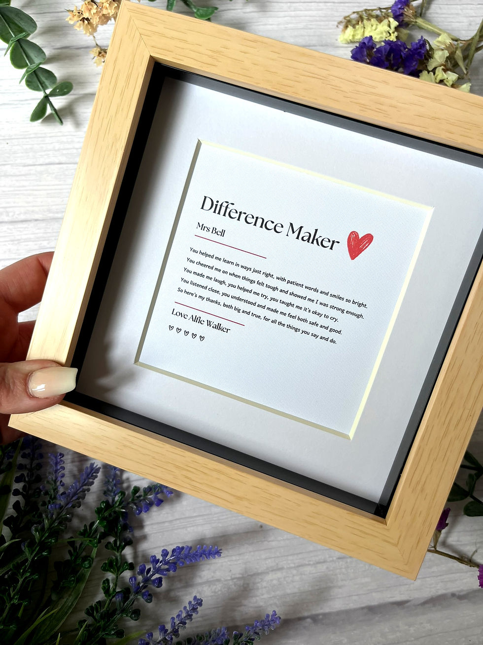 Thumbnail: Personalised SEN Teacher Gift | Difference Maker Poem Frame | Thank You