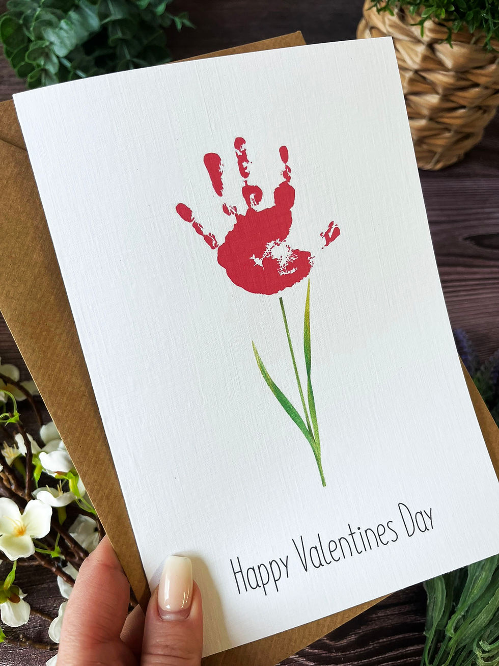 Thumbnail: Personalised Rose Flower Baby Handprint Valentines Card Keepsake