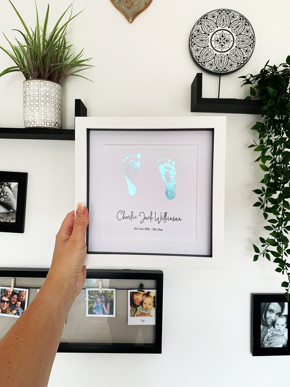 Thumbnail: Personalised Newborn Baby Feet Foil Print Keepsake
