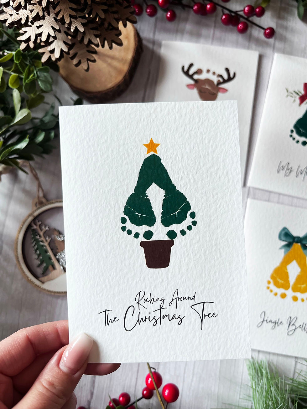 Thumbnail: Personalised Baby Footprint Christmas Card - My First Christmas