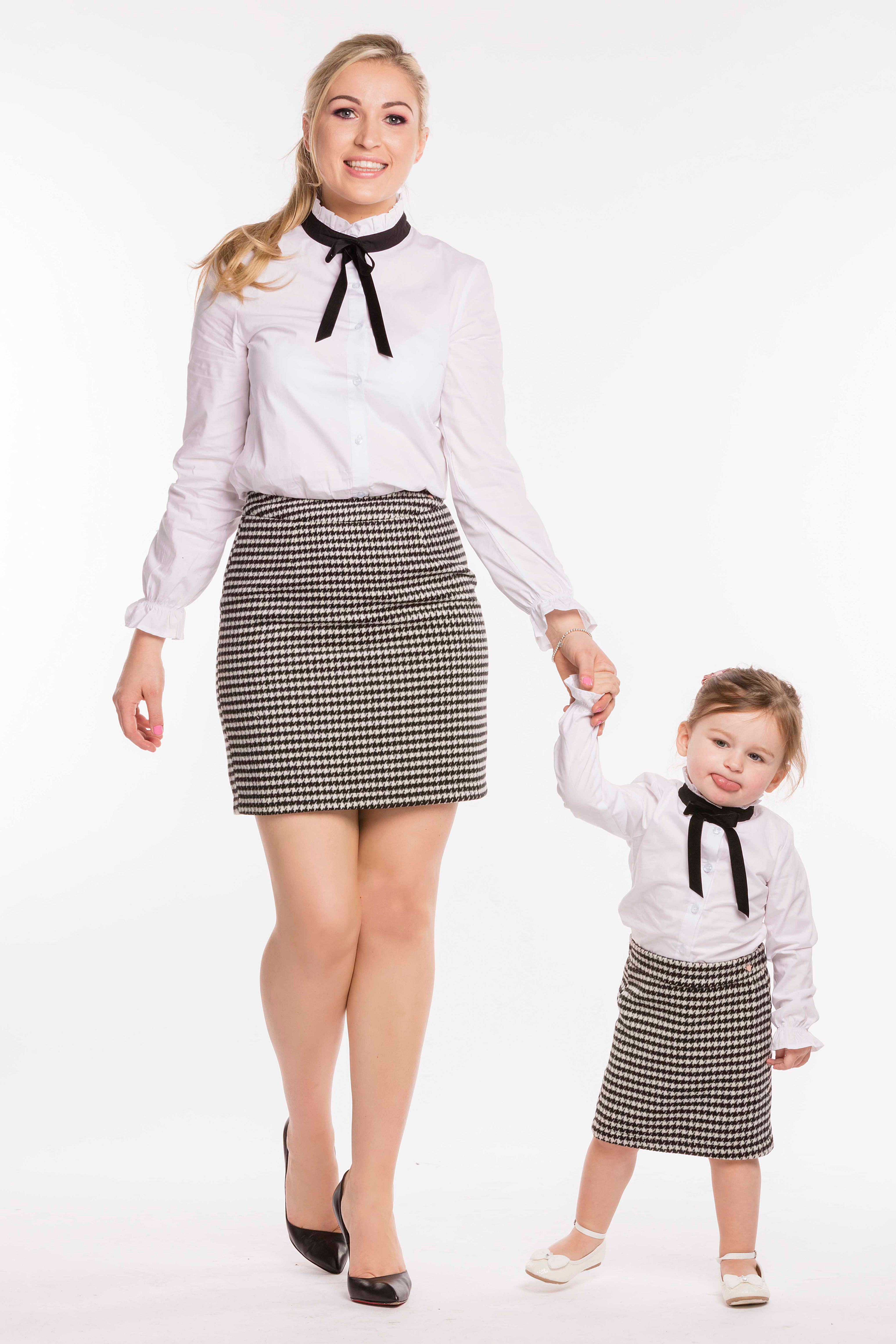 Women's White Shirt with Black Ribbon