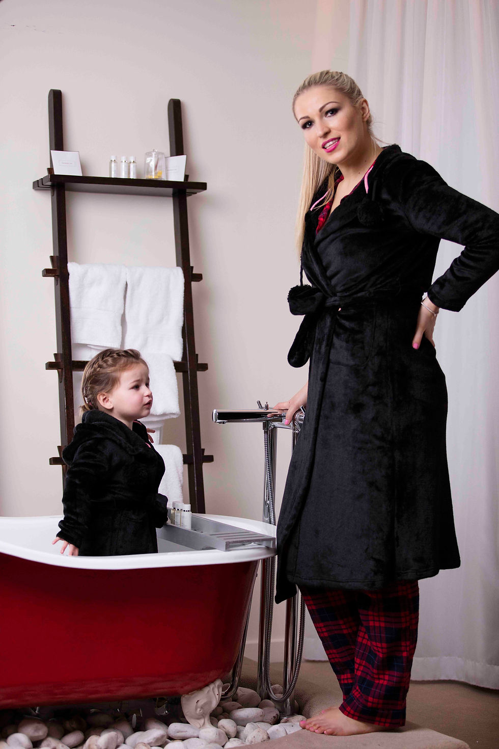 Thumbnail: Women's Black Personalised Plush Bathrobe