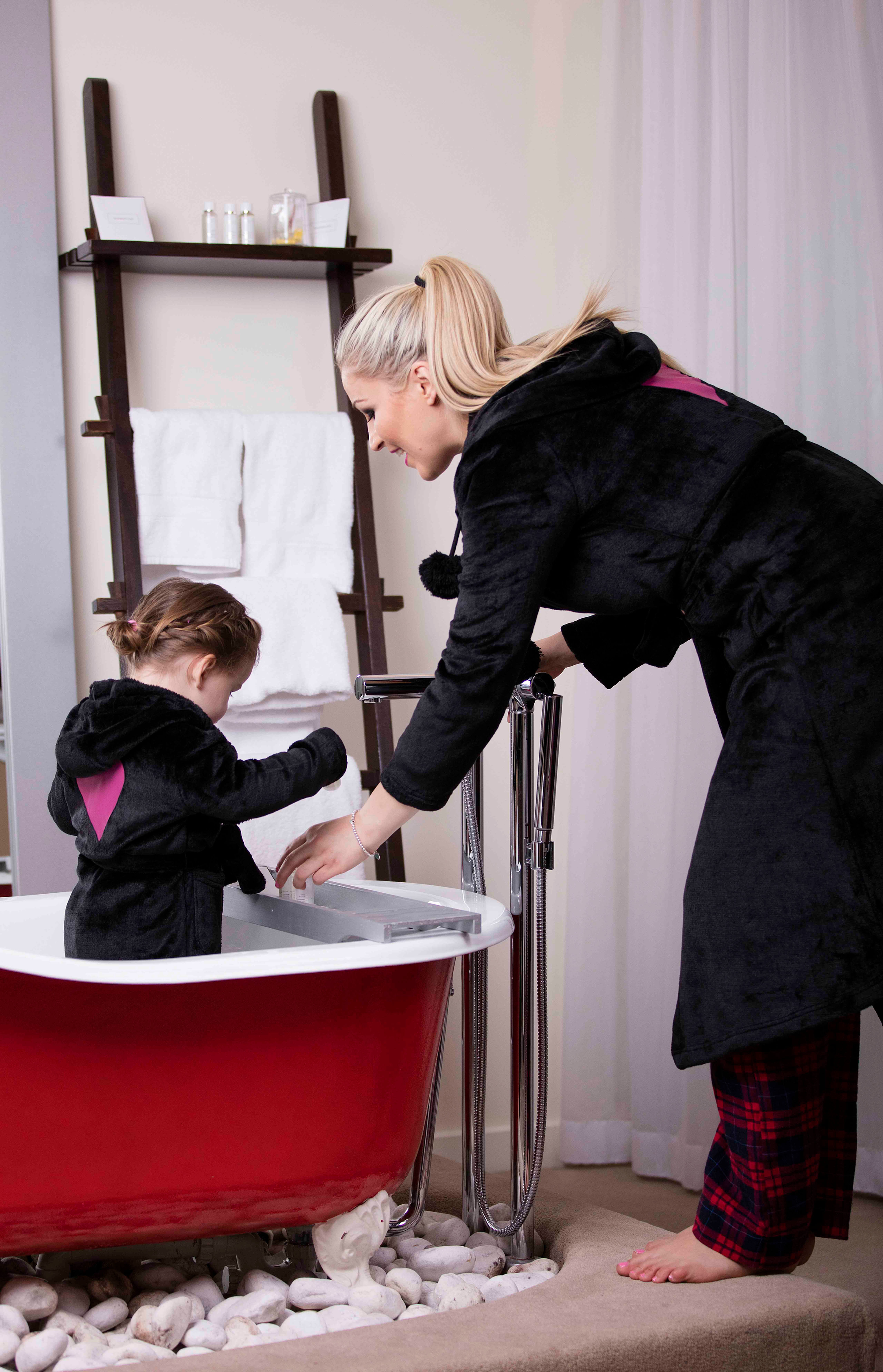 Women's Black Personalised Plush Bathrobe