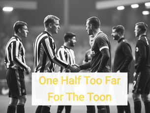 A somber wide shot at the Spotify Camp Nou following the final whistle of Barcelona’s 7-2 victory over Newcastle United (March 18, 2026). The image captures the traditional post-match handshake in the center circle. In the foreground, a dejected Bruno Guimarães is shaking hands with Pedri, while in the background, other Newcastle players in their dark green away kit stand with slumped shoulders as the Barcelona squad celebrates their progression to the quarter-finals. The towering, illuminated stands of the Camp Nou provide a stark, overwhelming backdrop to the small huddles of players on the pitch.
