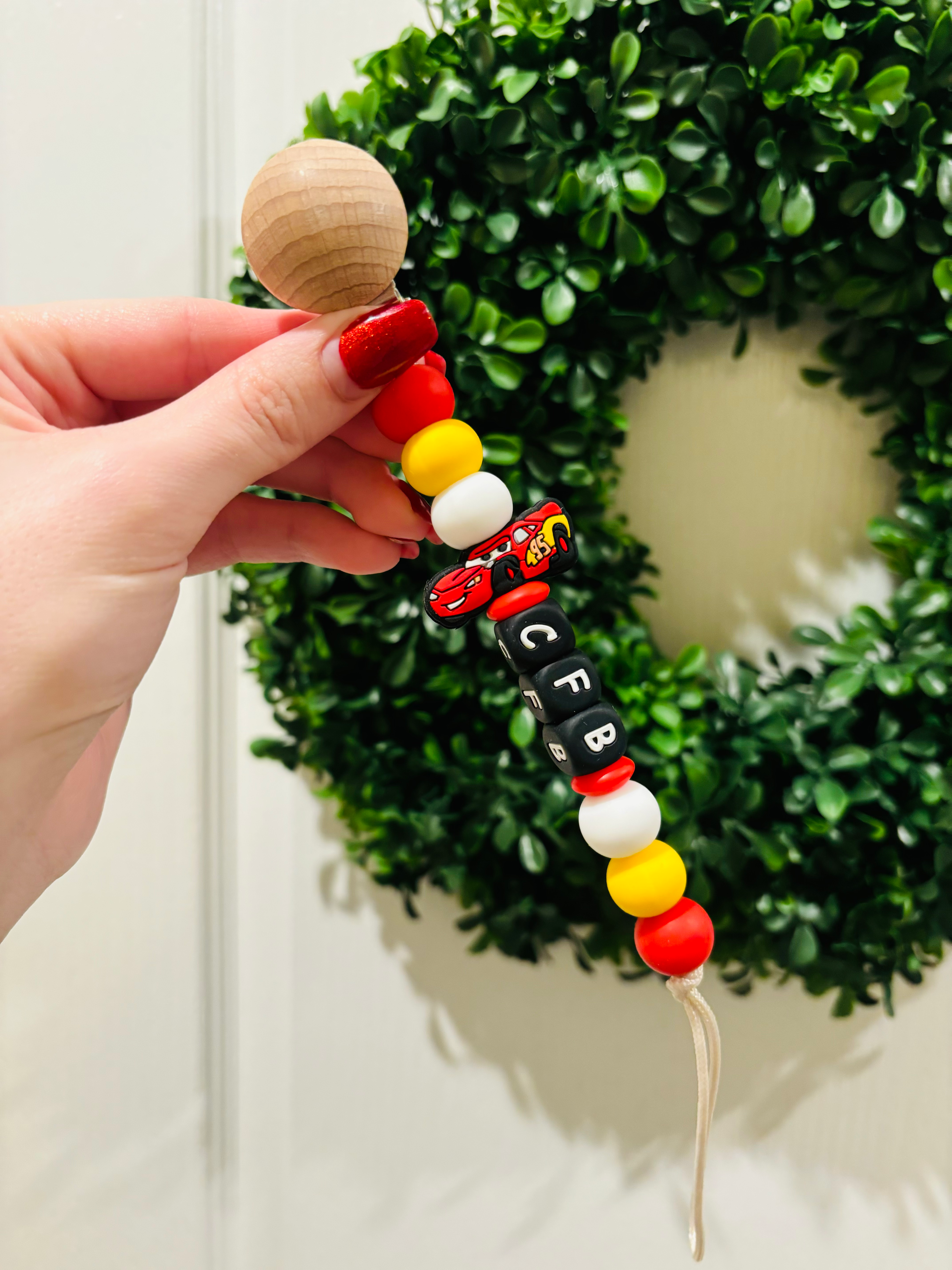 Custom name Cars Paci teething clip