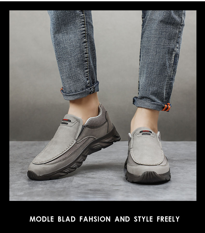 Miniatura: Sapatos casuais masculinos de couro, mocassins respiráveis, tênis masculinos,