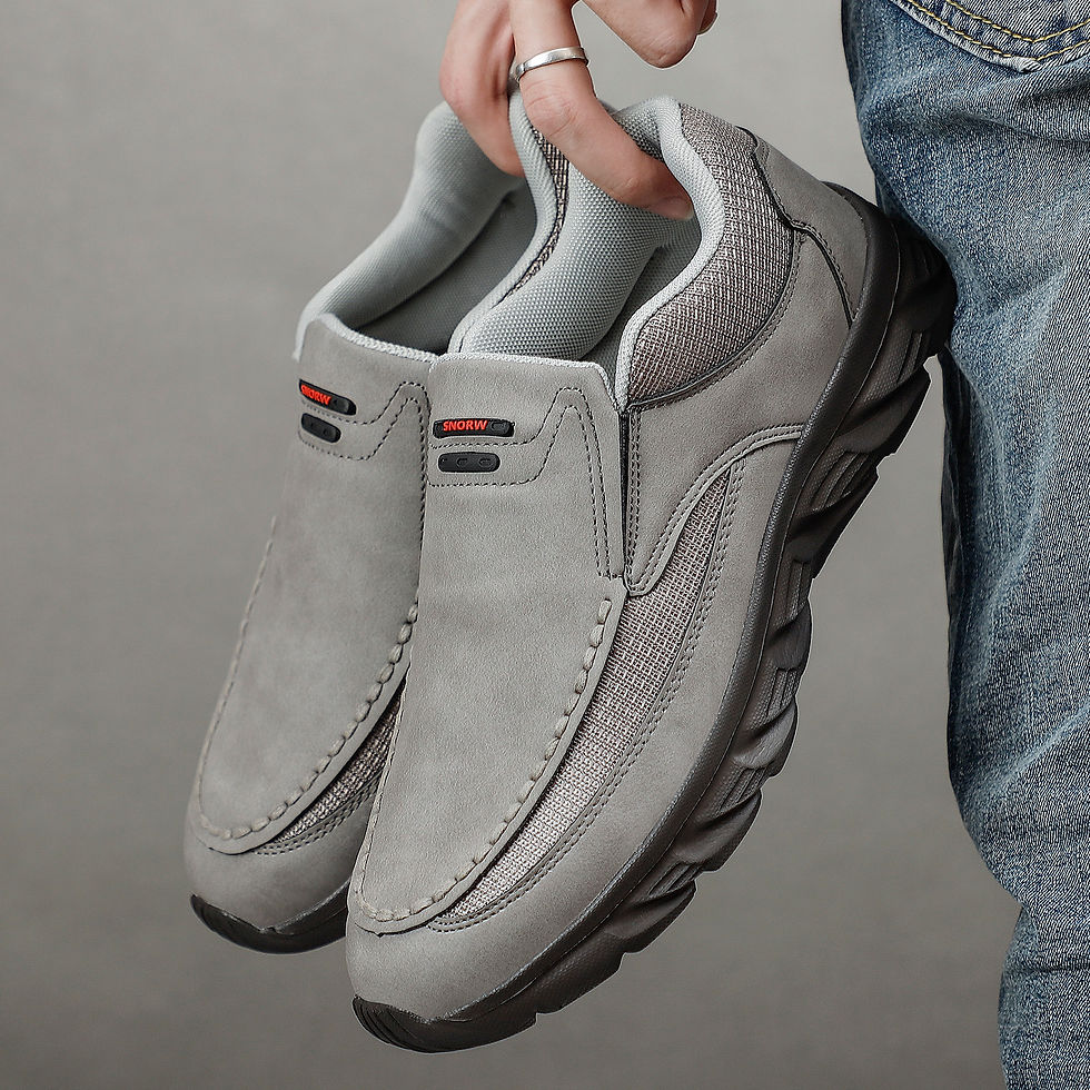 Miniatura: Sapatos casuais masculinos de couro, mocassins respiráveis, tênis masculinos,