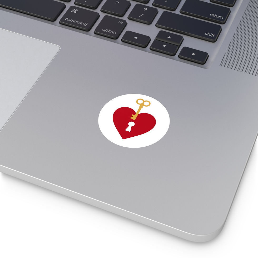Thumbnail: Heart with Key Vinyl Sticker — Key to My Heart Round Decal