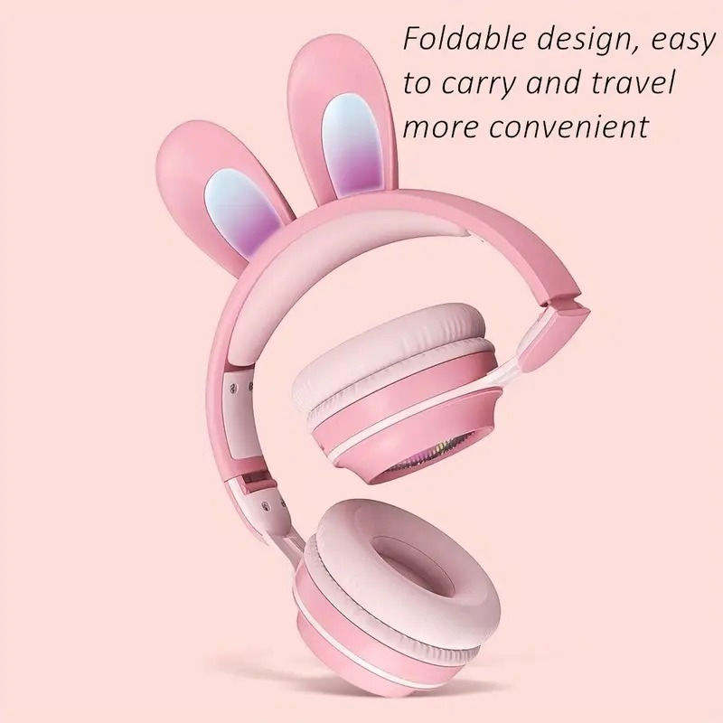 Thumbnail: Cute Rabbit Wireless Headphones with RGB LED for Kids