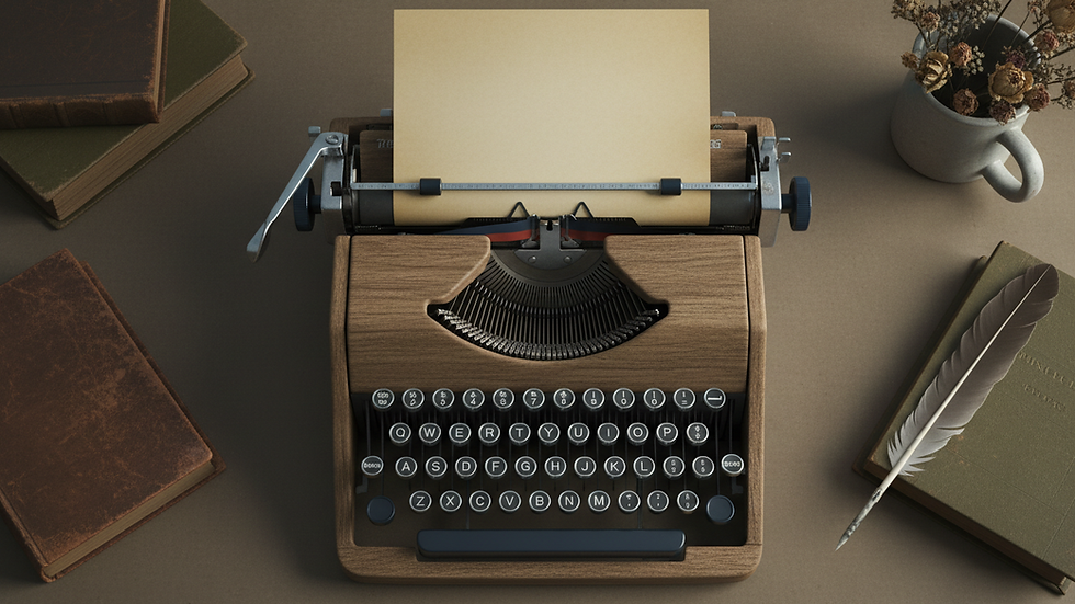 Close-up view of a vintage typewriter with a blank sheet of paper