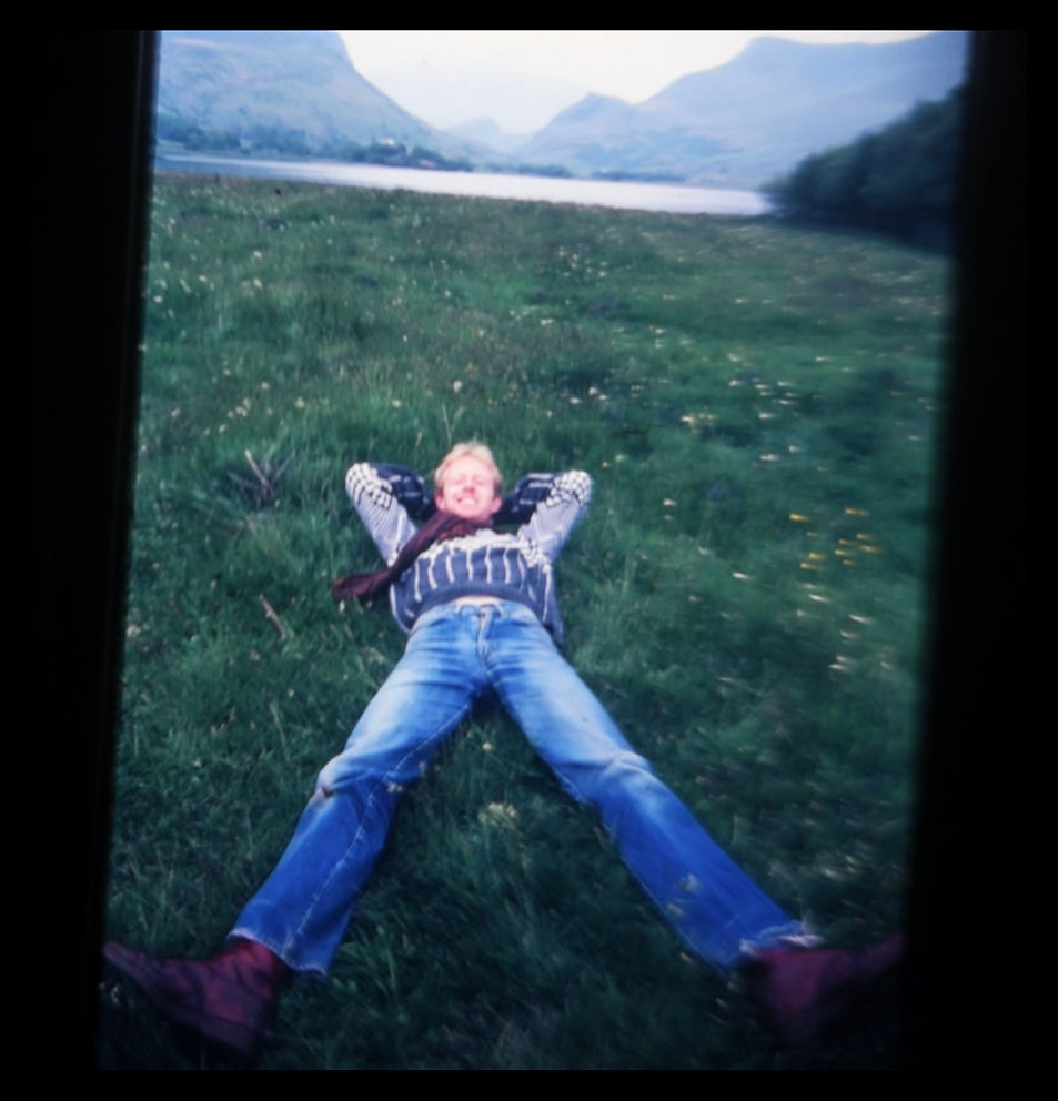 author lying on his back in snowdonia