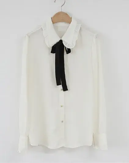 Thumbnail: Girls' blouses with bows, cute and delicate blouses with a Korean-style collar.