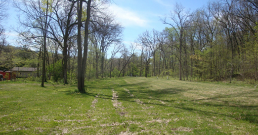 blurred picutre of a rural, wooded, homestead