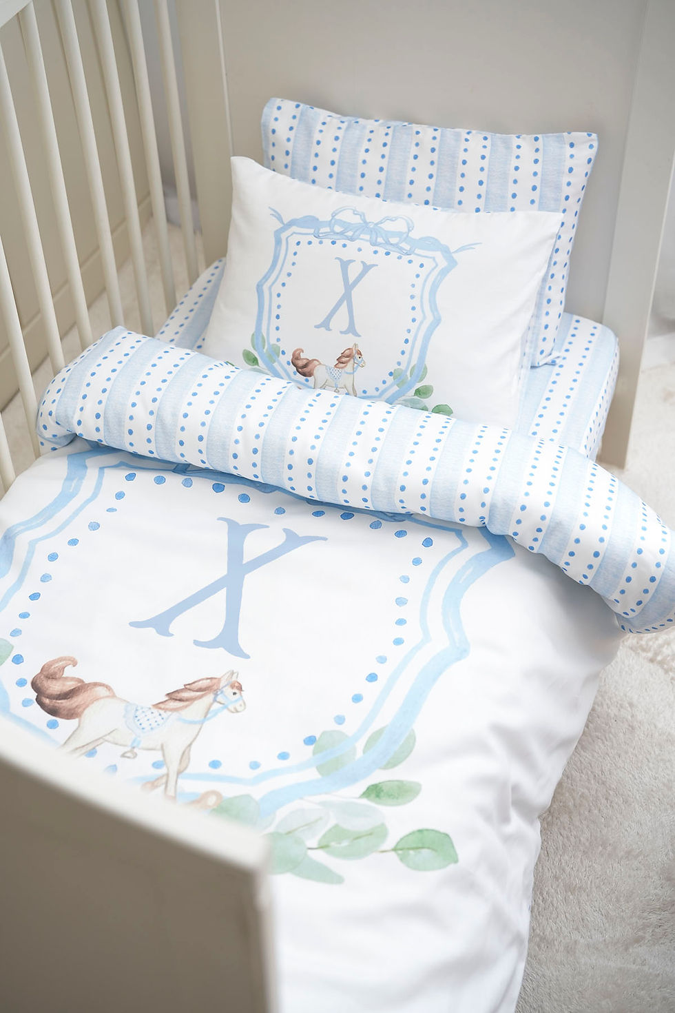 X Harfli Bebek Nevresim Takımı (100x150) - Blue Private Series