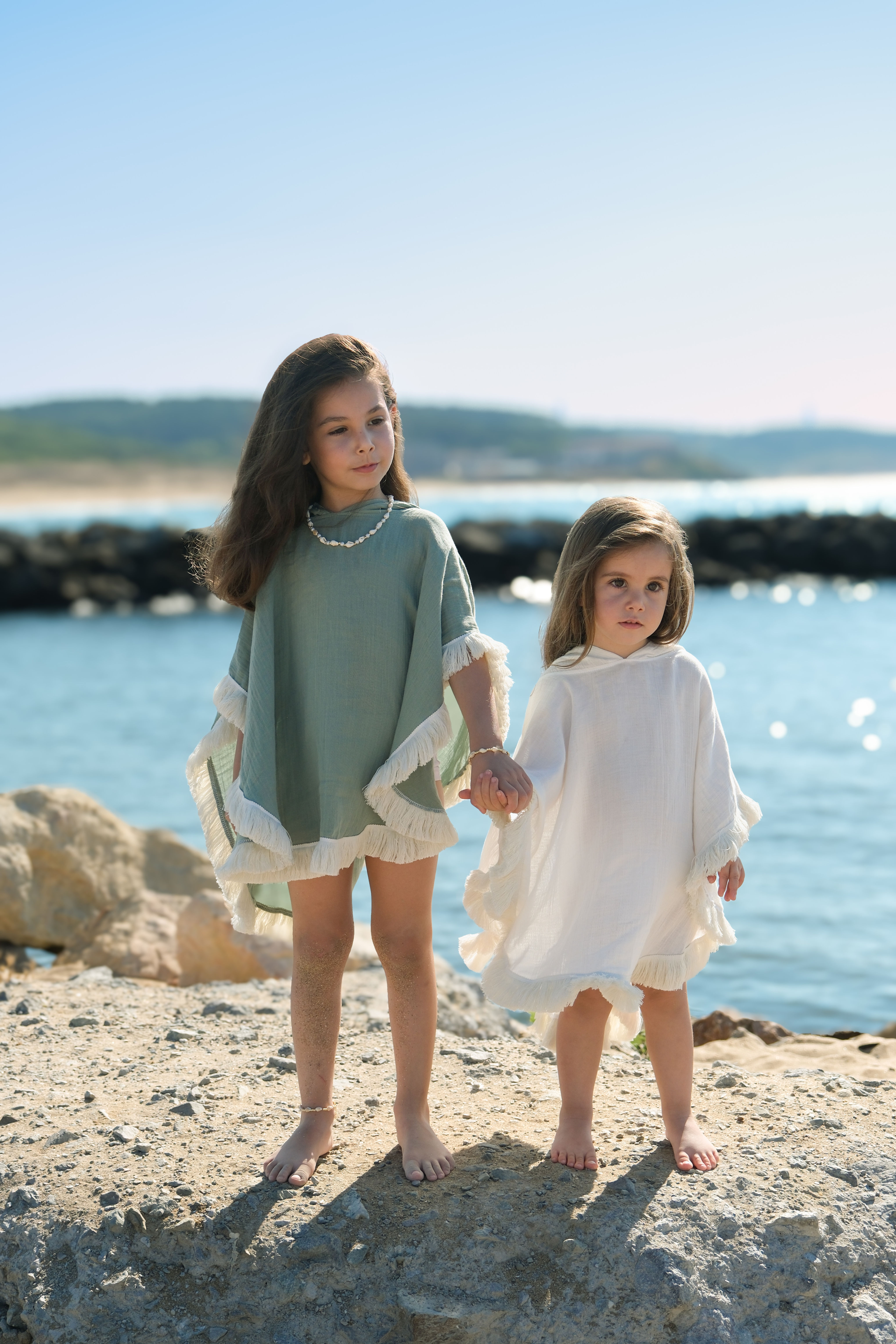 2 Kat Müslin Kapüşonlu Panço - Sandy Breeze