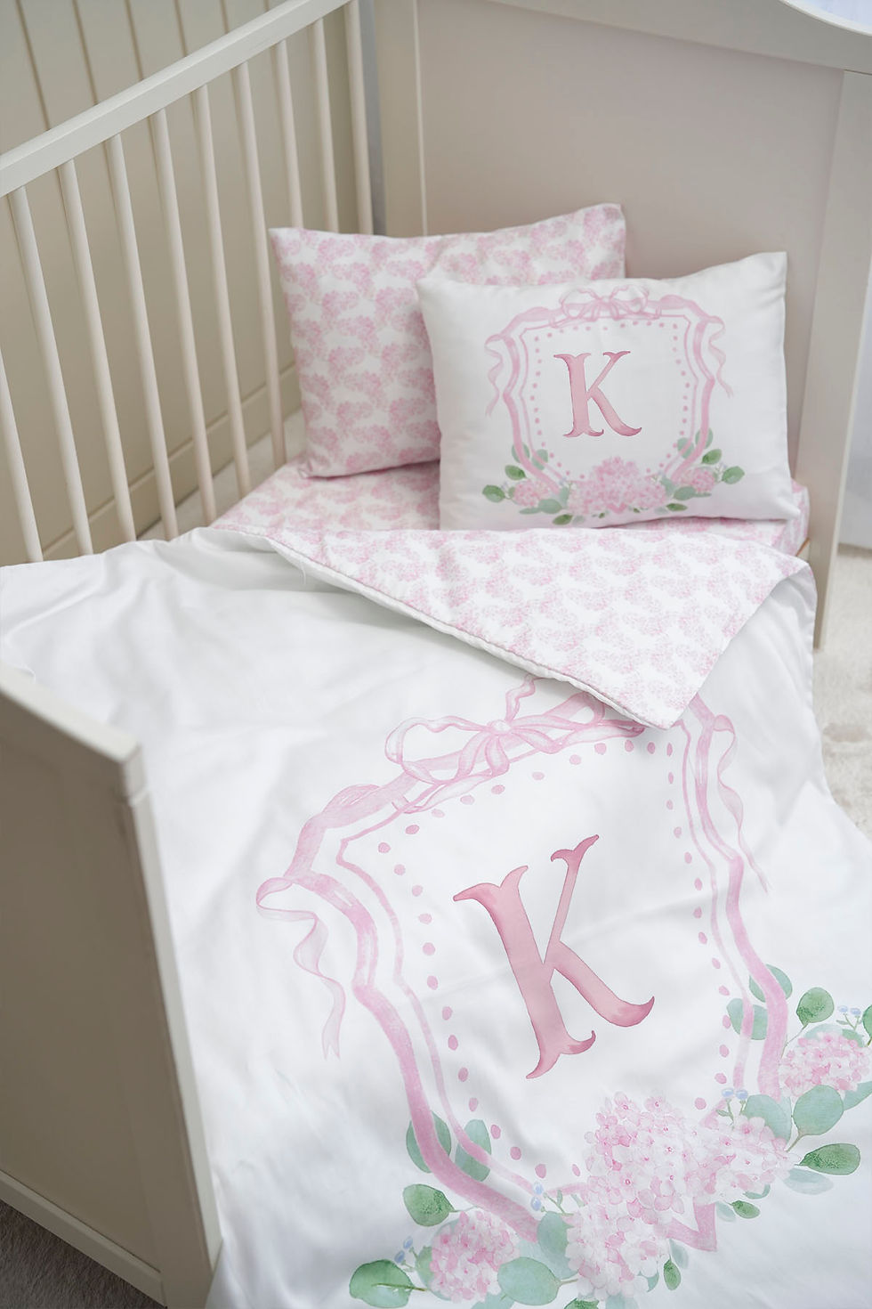 Küçük resim: K Harfli Bebek Nevresim Takımı (100x150) - Pink Private Series