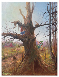tree lookout oil on canvas