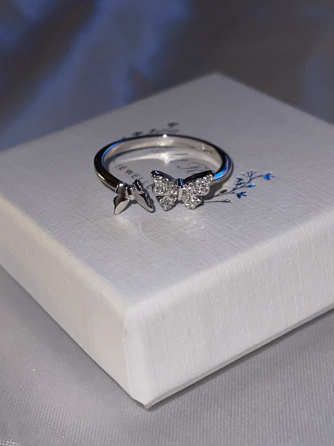 Adjustable Crystal Butterfly Ring