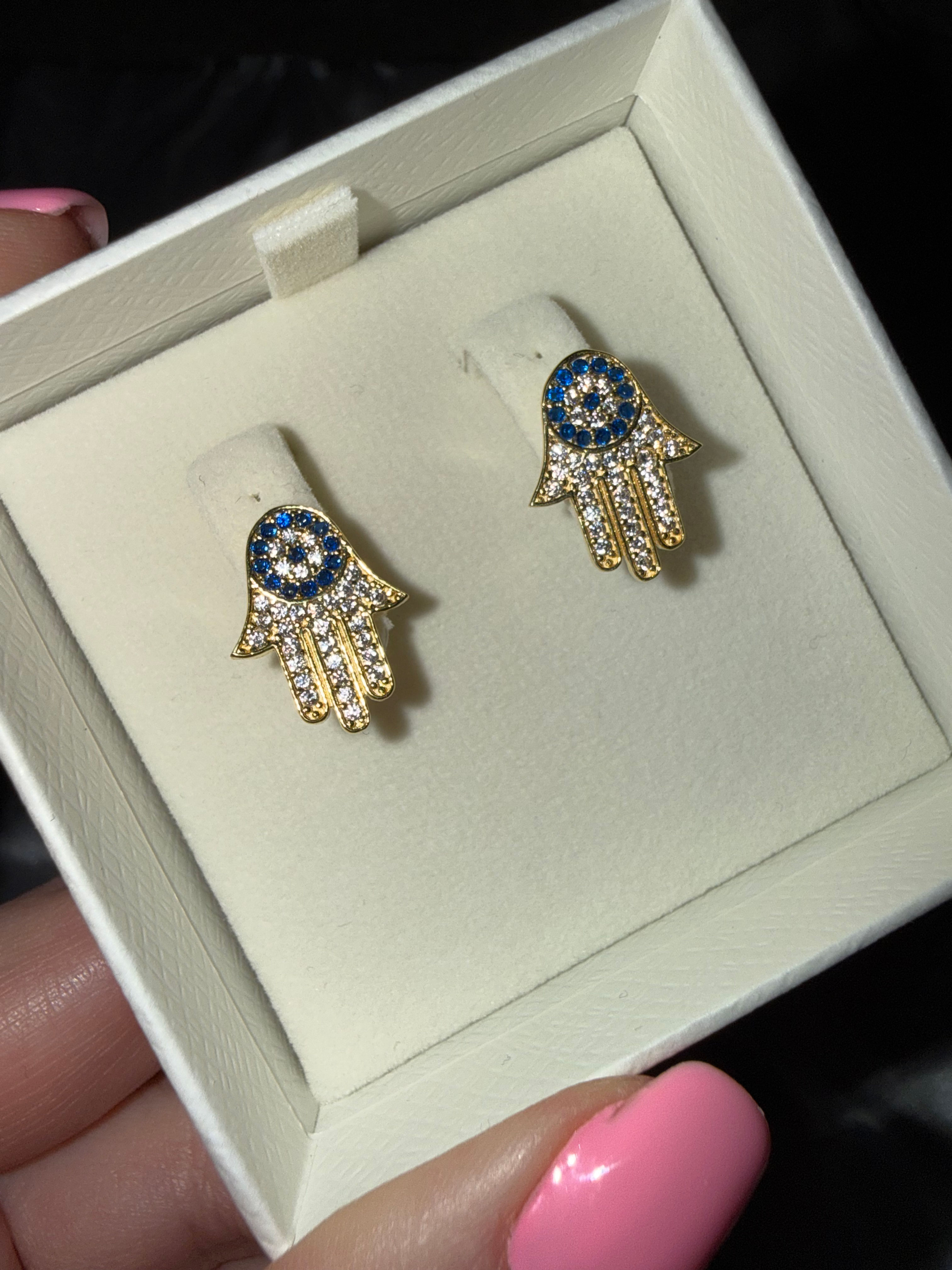 Evil Eye Hamsa Studs