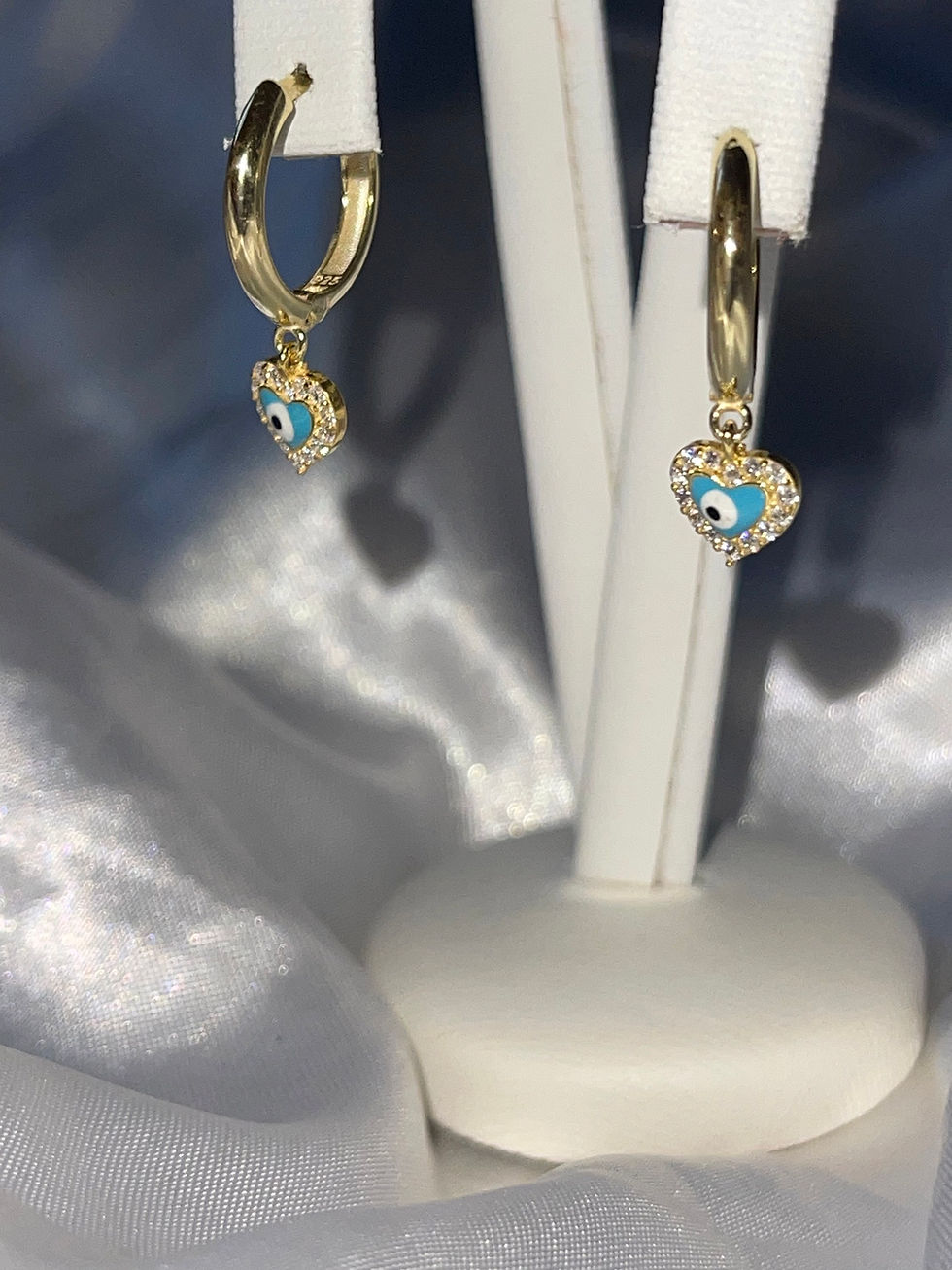 Thumbnail: Enamel Heart Evil Eye Earrings 