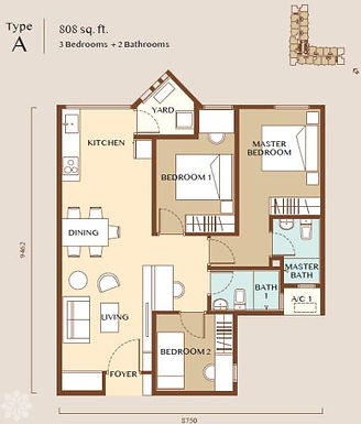 Residensi Andalan Type A floor plan in Bukit Jalil, Kuala Lumpur