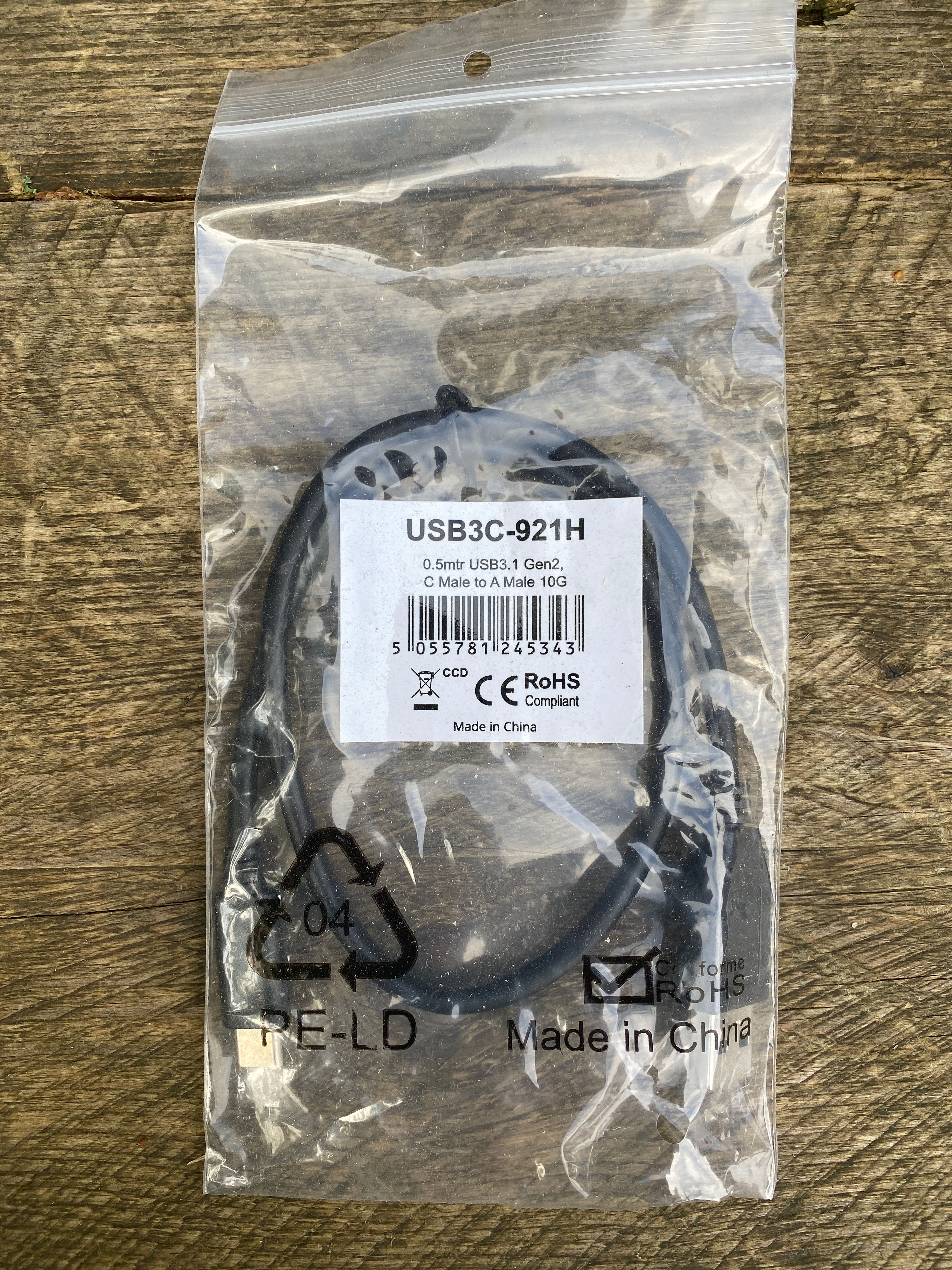 Black USB 3.1 to type C 0.5M