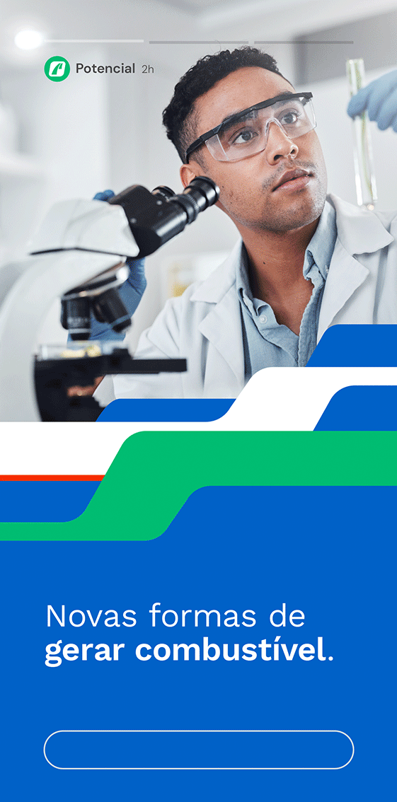 Exempolos de aplicação da identidade visual da Potencial Combustíveis em comunicação: stories