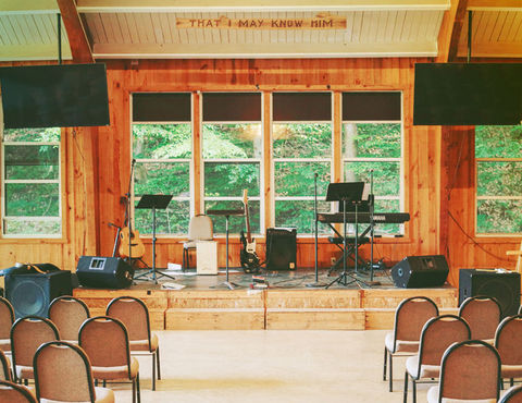 Bible retreat in PA has stage in chapel for events
