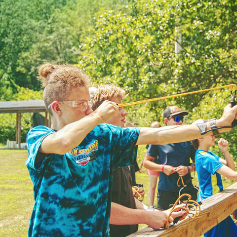 Sling shot games at overnight camp in western Pennsylvania