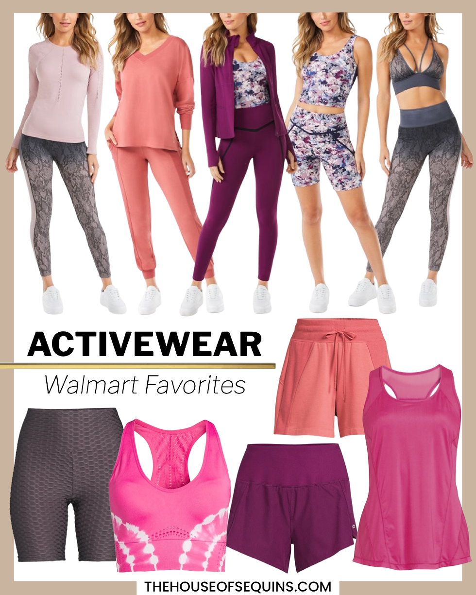 Blogger Sarah Lindner of The House of Sequins sharing activewear favorites.