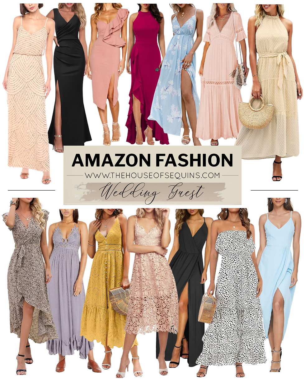 Blogger Sarah Lindner of The House of Sequins sharing budget friendly summer dresses and wedding guest looks.