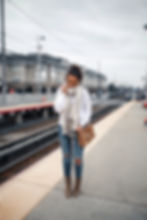 Blogger Sarah Lindner of The House of Sequins wearing abercrombie & fitch cozy scarf, abercrombie & Fitch lace-up back sweater, marc fisher booties and a gucci bag