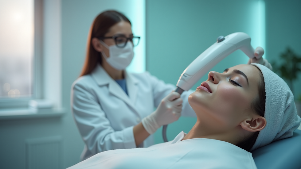 Eye-level view of laser hair removal device in a clinic