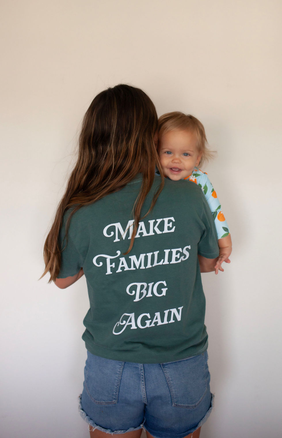 Woman and Child Back of Make Families Big Again T-Shirt View