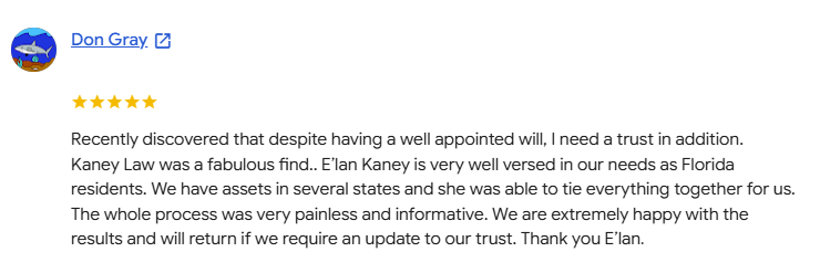 Positive Review of Elan Kaney's legal services by Don