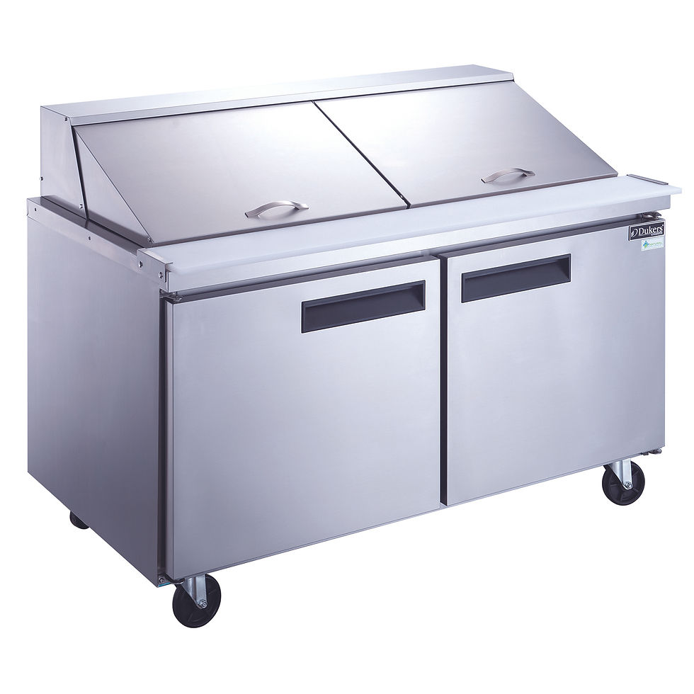 DSP60-24M-S2 2-Door Commercial Food Prep Table Refrigerator in Stainless Steel