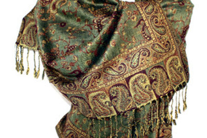 Sciarpa cashmere/lana stampata motivo paisley - Blu/Bordeaux