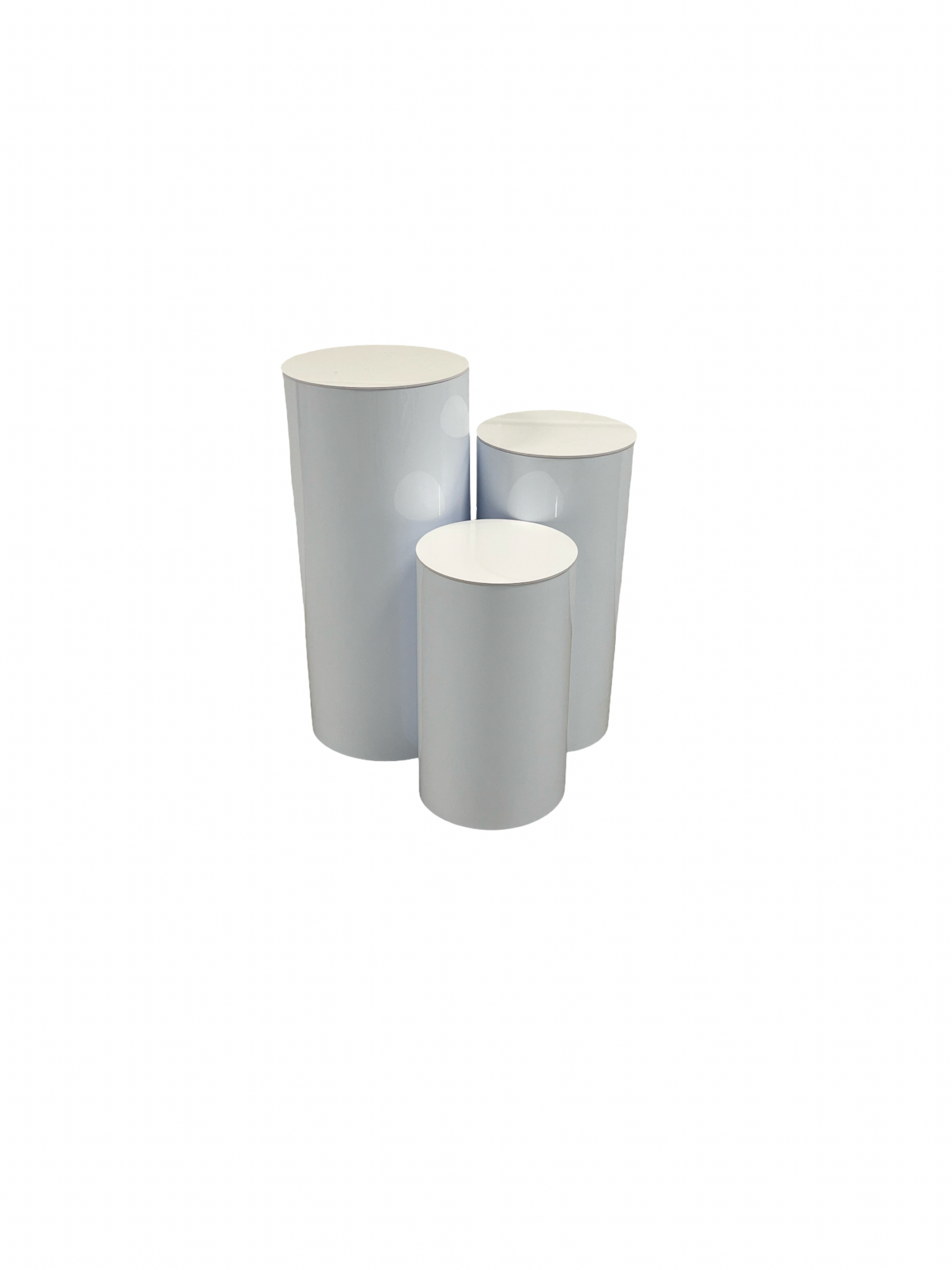 3 PCS White Cylinder Pedestal Stands