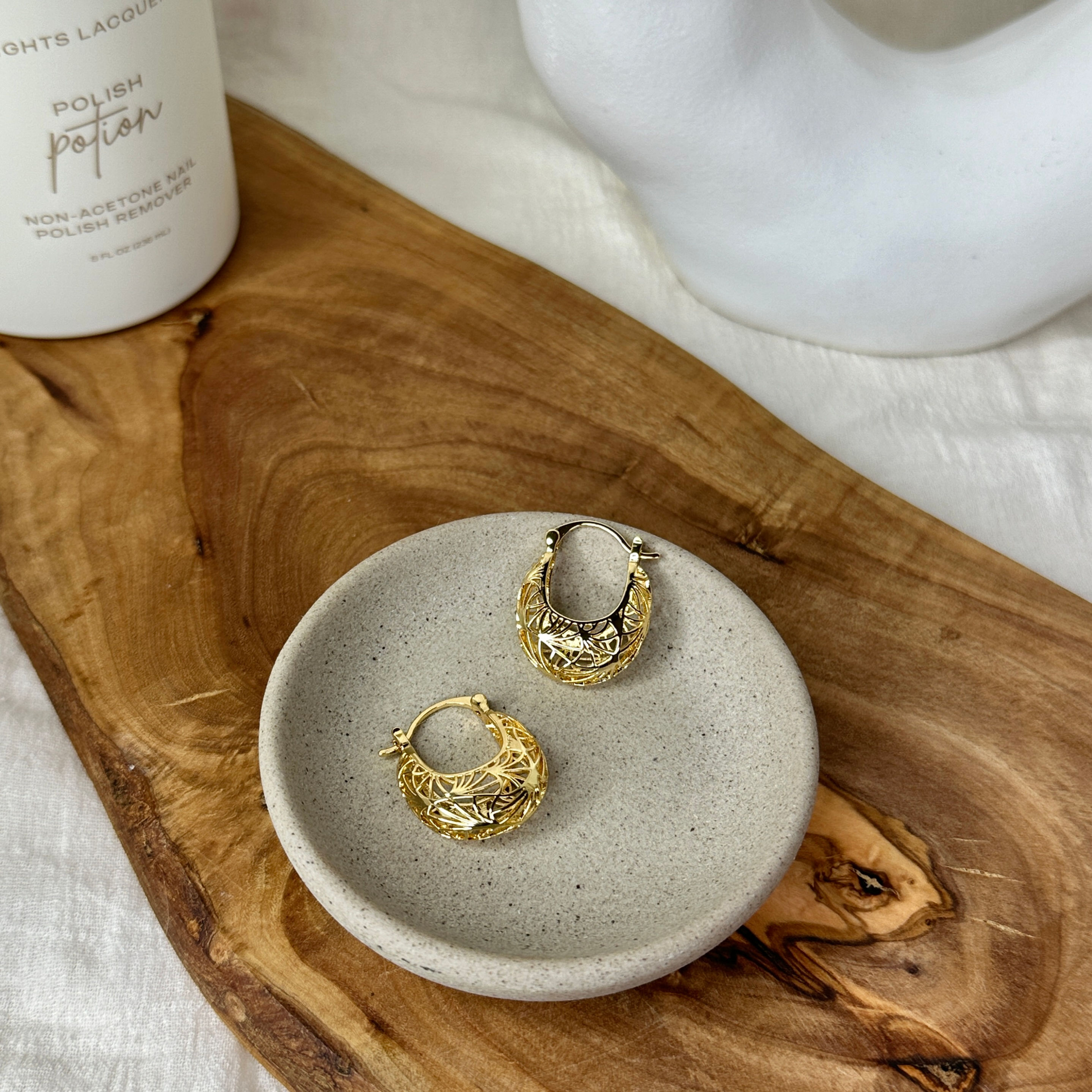 Sunburst Filigree Open Dome Hoops