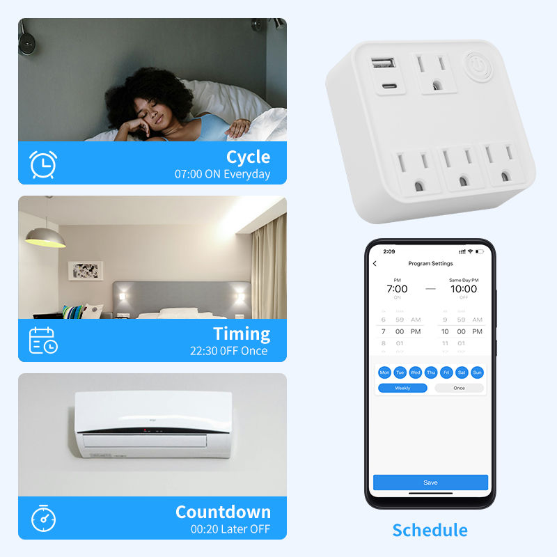 Thumbnail: Smart WiFi Socket Tuya Smart Home Multi-Contacts Pulgs Wall Electric Socket Resi