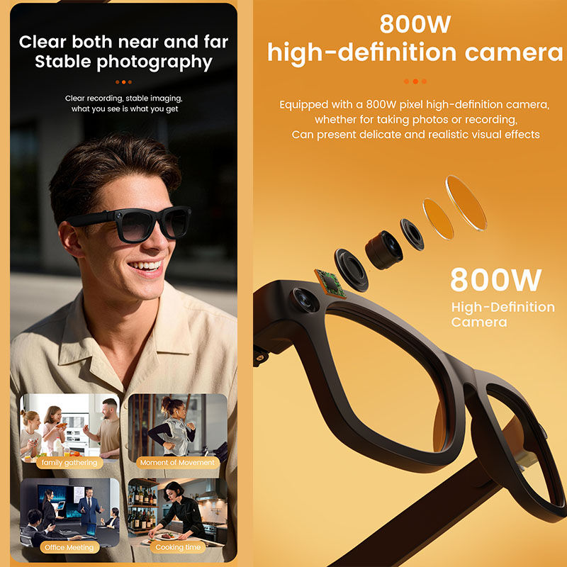 Thumbnail: Smart Glasses 800W HD Camera AI Recognition Translation EIS Anti Shake Video Rec