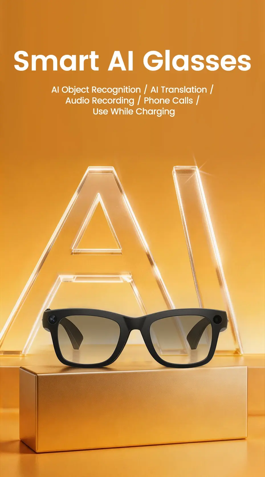 Thumbnail: Smart Glasses 800W HD Camera AI Recognition Translation EIS Anti Shake Video Rec