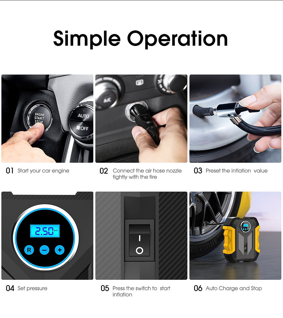 Thumbnail: Portable Car Air Compressor Digital Tire Inflator Pump Travel Emergency LED Ligh