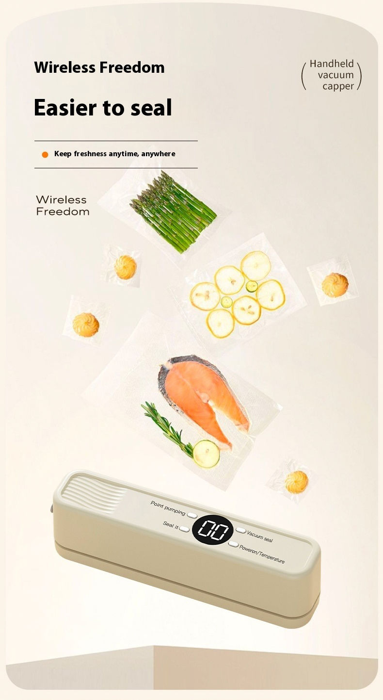 Thumbnail: Wireless Vacuum Sealer Machine Food Sealing System Portable 60KPA Suction Kitche