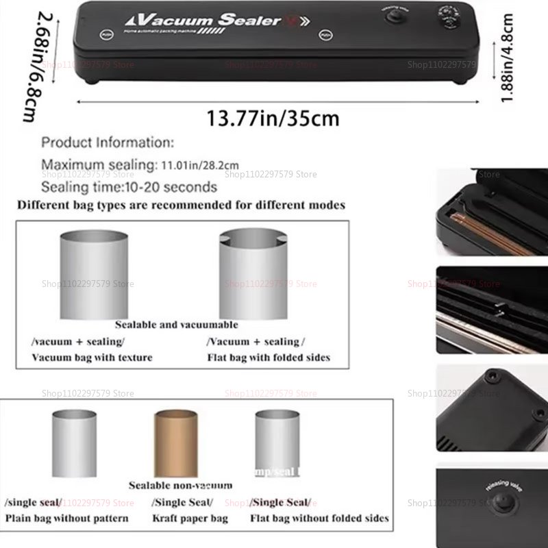 Thumbnail: NEW Small Automatic Vacuum Sealer for Food Packaging Compression Sealing Machine