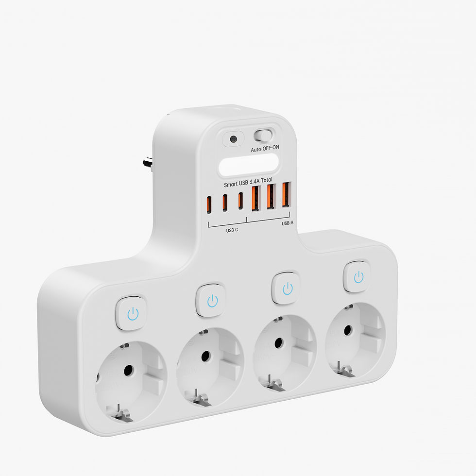 Thumbnail: 4000W Eu Plug Power Strip Multifunction Socket Smart Night Light Independent Swi